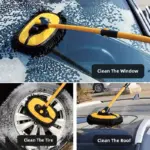 15° Curved Handle Telescopic Car Wash Brush with Soft Chenille Head,180°Rotation Angle..