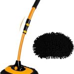 15° Curved Handle Telescopic Car Wash Brush with Soft Chenille Head,180°Rotation Angle