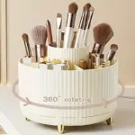 360° Rotating Makeup Organiser, Spinning Makeup Brush Holder, Make Up Storage 5 Compartments for Skincare Perfumes Cosmetics Bathroom Stationery Storage (White)