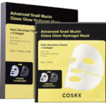 COSRX Advanced Snail Mucin Glass Glow Hydrogel Face Masks Skincare, Collagen Mask, Overnight Peel Off Korean Face Mask for Hydration Boost